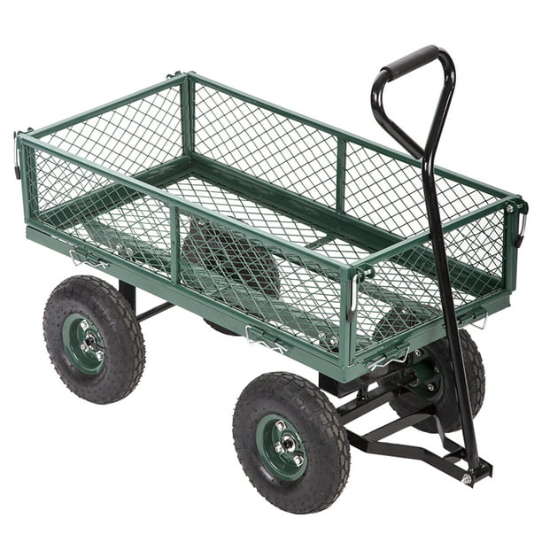 Kinsuite Garden Dump Cart Wagon Carrier Wheelbarrow Yard Tools Dumper Rugged Wide-Track Tires Utility Lawn Wagon